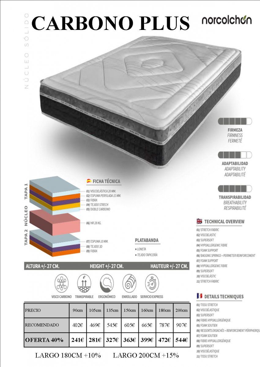 COLCHON CARBONO PLUS